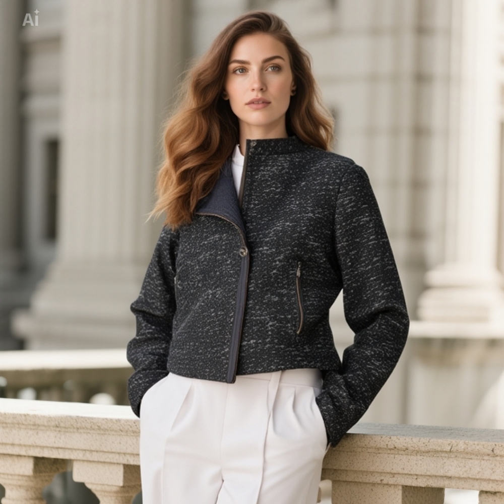 GAP Women's Jacket Moto Wool Blend Long Sleeve Size S Small